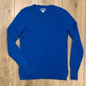 J. Crew Royal Blue Crewneck Cashmere Sweater - Side slits for Flattering Fit XXS